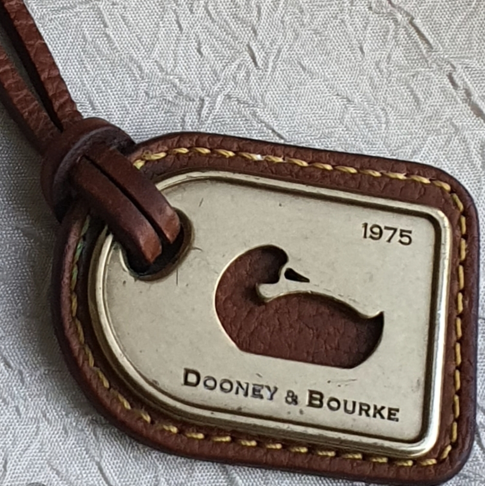 Dooney & Bourke Vintage Duck Logo Brass Dual Bag Charm & Leather Cord Hangtag